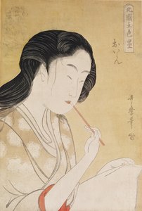女性の肖像（木版画）